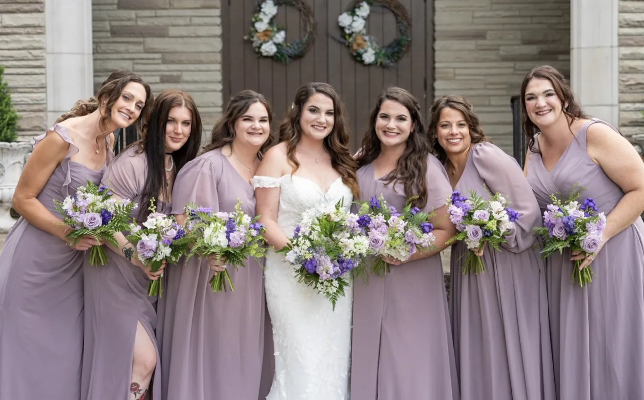 Bride and bridesmaids styled by Glam House Studios, Oak Ridge TN